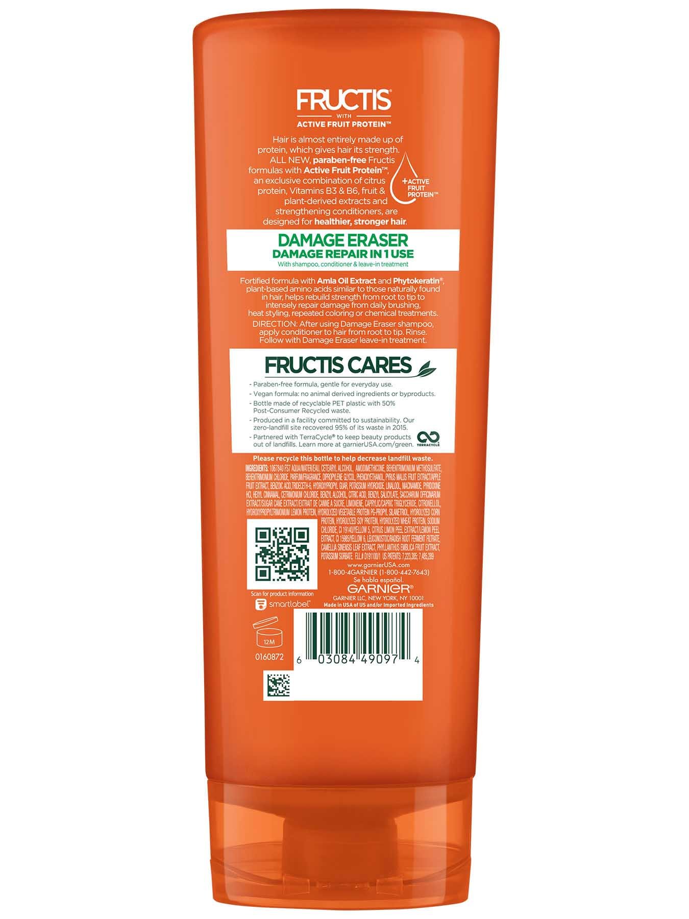 Garnier Fructis Damage Eraser Conditioner Back Of Bottle